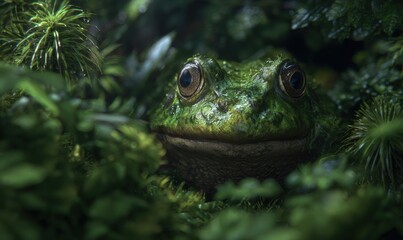 Obraz premium A frog is sitting in the grass