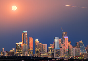 Fototapeta premium Full Moon over the Austin, Texas