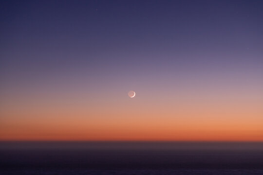 moon over the sea, Oregon sunset glow