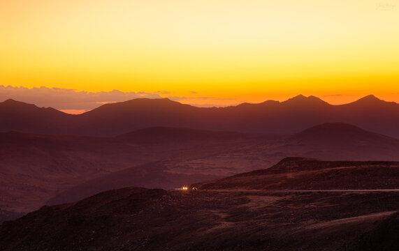 Colorado, mountain view, sunset glow