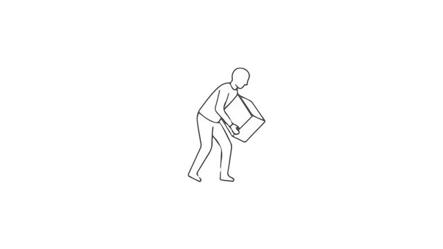 Person delivery box shipment icon video advertise suitable to your brand, display, template, distribution, cargo, courier, import, gift, marketing, business, and more