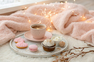 cup of coffee and cookies