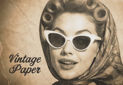 Vintage Paper Print Photo Effect Mockup