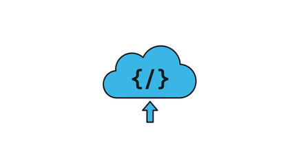 Obraz premium Cloud Computing Icon with Code.