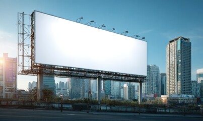 Obraz premium A large billboard is on a pole in the middle of a city