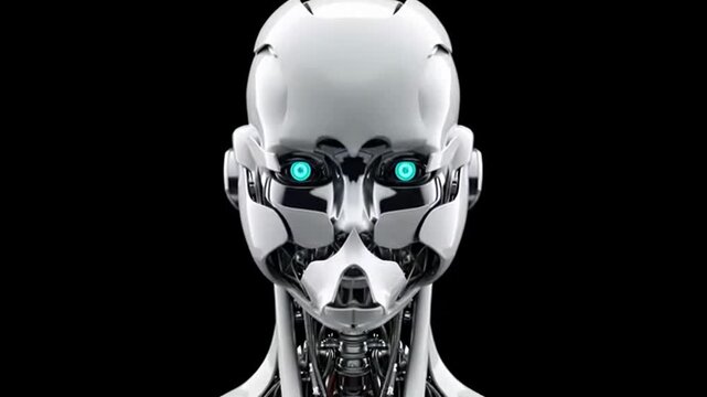 Fast morphing portraits of white robots with optical sensors and unique mechanical designs in a dark setting