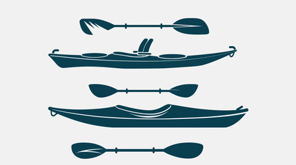 Stylized graphic featuring kayaks and paddles, arranged against a light background