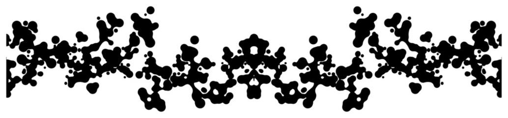 Fototapeta premium Horizontal abstract border with black liquid splash and organic blob silhouettes