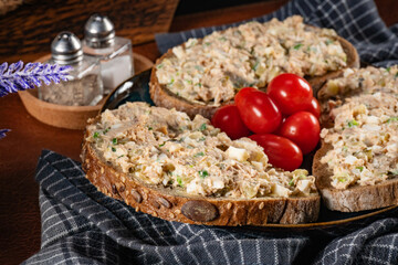 Sandwiches with fresh homemade tuna fish paste.