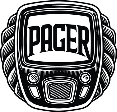A black and white image of a pager