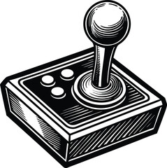 A black and white drawing of a joystick controller © kamrunnahar_munni