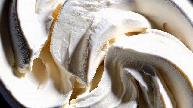 Creamy white mixture spreads in a bowl during dessert preparation in a kitchen