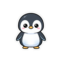Obraz premium Cute baby penguin character in soft pastel vector style. Ideal for winter themes, nursery decor, sticker bundles, and kids design.