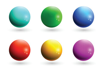 Set of Ball 3d sphere icon various colors vector