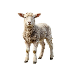 Fototapeta premium Adorable lamb stands gracefully against a bright white background in detailed digital painting