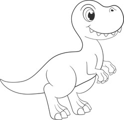 Cute t-rex baby animal. Dinosaur line drawing © LadadikArt