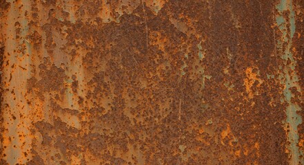 Close-up of a rusty metal surface with orange and brown hues