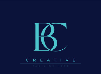 Fototapeta premium BC Creative Luxury Logo. This logo crafted for creative branding and luxury business identity. Ideal for boutique fashion labels, premium stationery, corporate mark, and marketing materials.