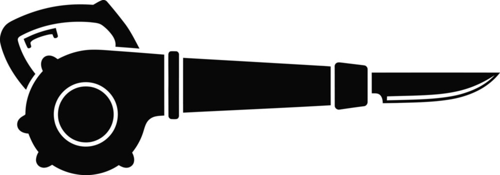Leaf blower with a knife attached a unique and somewhat unsettling design presented as a silhouette on transparent background high quality