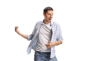 Happy young man dancing