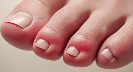 Close-up of a woman's toes with slight redness