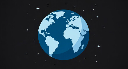 Earth in space illustrated with stars on a dark background  