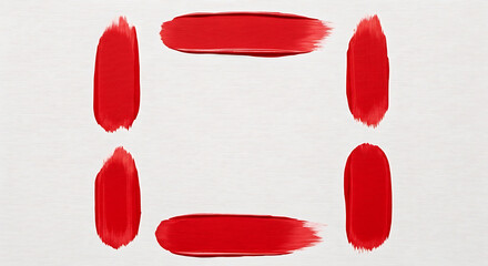 Vibrant Red Paint Strokes Forming an Abstract Frame on White Textured Background