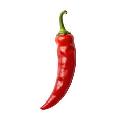 Close-up of a vibrant red chili pepper against a pristine white background