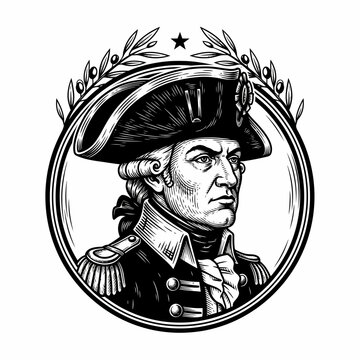 Historical Military Officer Portrait Illustration.