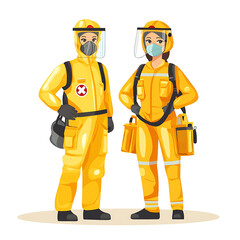 Biohazard Cleanup and Paramedic Characters Illustration