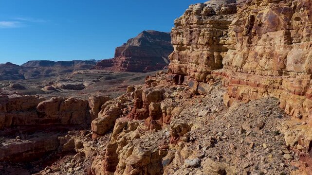 Aerial Virgin River Canyon Arizona Red Rock Desert Fly Through