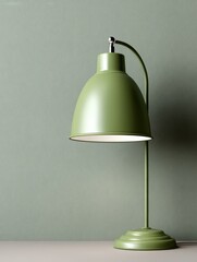Fototapeta premium Minimalist green desk lamp on neutral surface