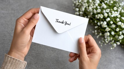 Obraz premium Hands holding a white envelope with 