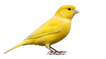 A bright yellow canary standing on transparent background