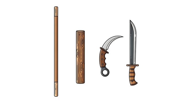Illustration of Various Martial Arts Swords.
