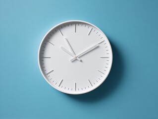 wall clock minimal white isolated on a blue background