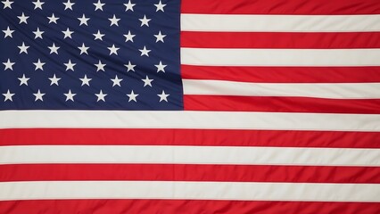 Fototapeta premium Close-up of American flag waving with detailed fabric texture