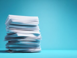 contract document stack isolated on a blue background