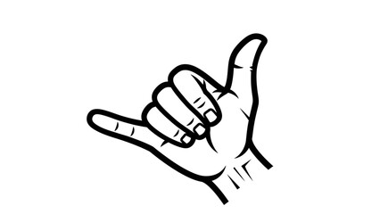 Obraz premium Hang Loose Hand Gesture Icon, Shaka Sign, Surfer Symbol, Vector Illustration