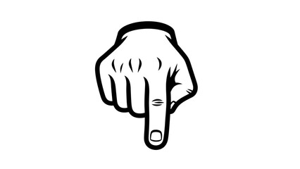 Hand pointing down, finger gesture, isolated on white background, indicating direction or choice