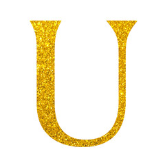 Gold glitter letter U isolated. Typography design element. © PNG Lab