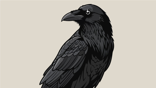 A minimalist vector illustration of a crow in a simple design style