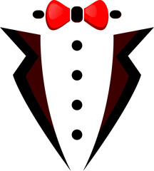 Title:
Minimalist Tuxedo Vector Illustration with Red Bow Tie.