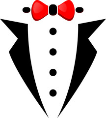 Title:
Minimalist Tuxedo Vector Illustration with Red Bow Tie.