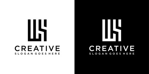 WS or SW initial letter logo design vector