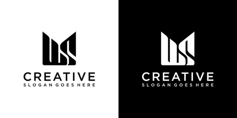 WS or SW initial letter logo design vector
