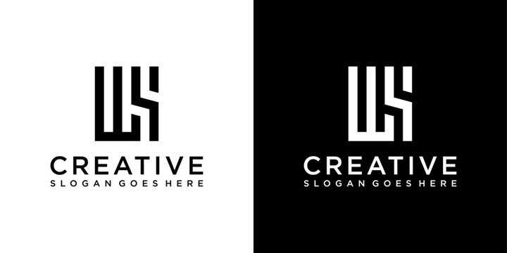 WS or SW initial letter logo design vector