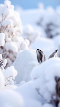 Arctic Hare in Snowy Winter Wonderland.