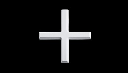 Obraz premium Minimalist White Cross Symbol On Black Background Isolated On Transparent Background