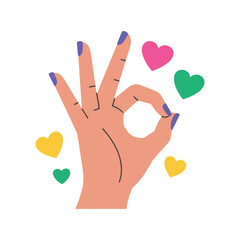 Obraz premium A minimalist vector graphic illustration featuring a human hand making an 
